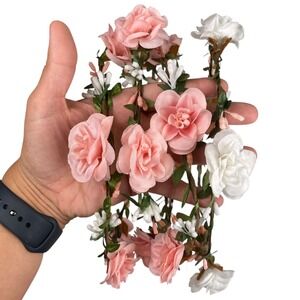 4‎ Pink & White Floral Crown Headband Flower Wedding Hair Accessories Women B20Q